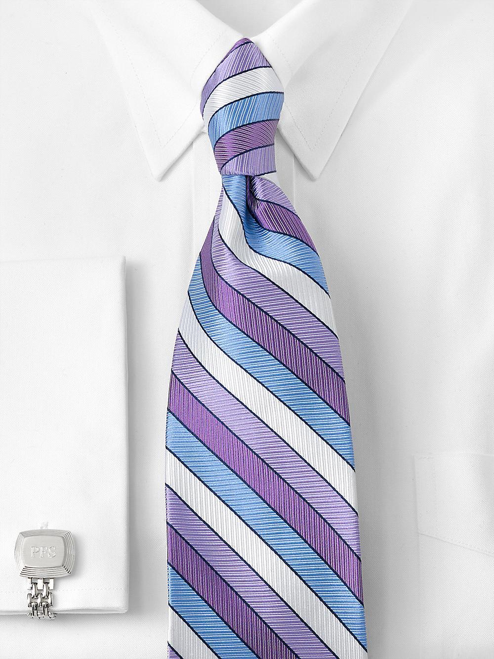 Stripe Woven Silk Tie - Purple Multi Product Image