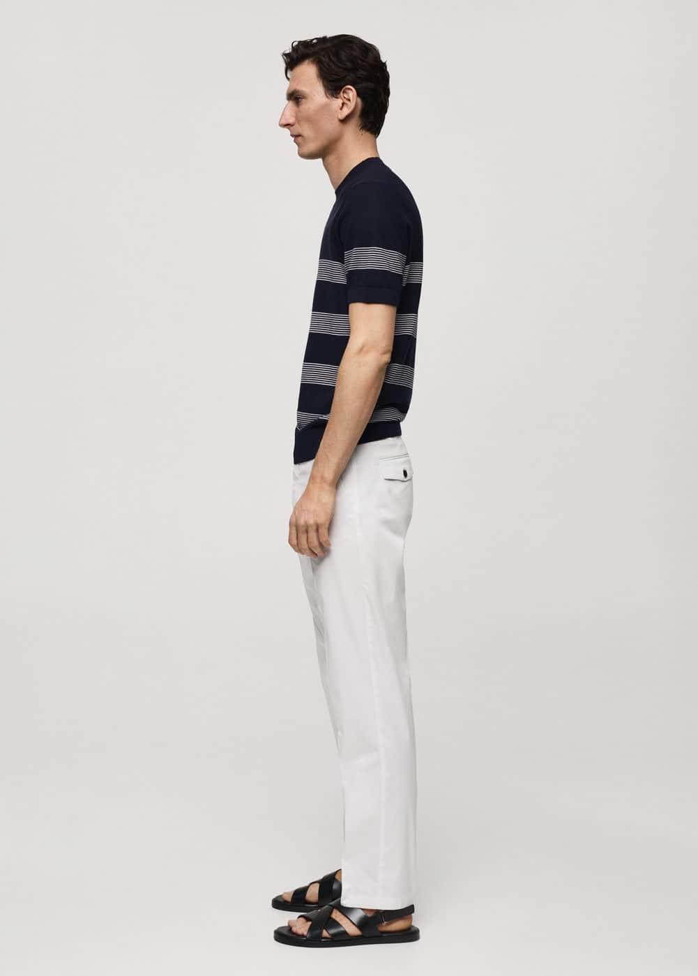 MANGO MAN - Regular fit structure cotton trousers off whiteMen Product Image