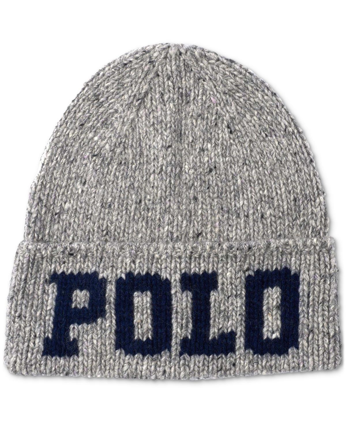 POLO RALPH LAUREN Men's Knit Tweed Polo Beanie In Grey Product Image