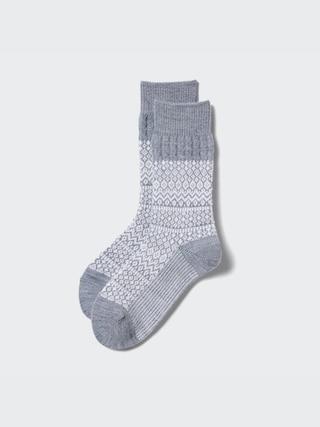 Womens Heattech Socks Fair Isle Gray US W 7.5-10 UNIQLO US Product Image