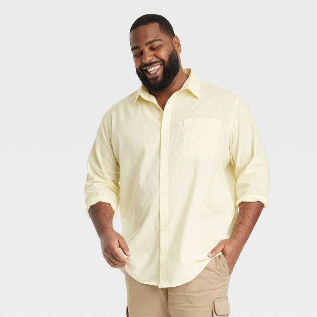 Mens Big & Tall Long Sleeve Collared Button-Down Shirt - Goodfellow & Co Yellow 4XLT Product Image