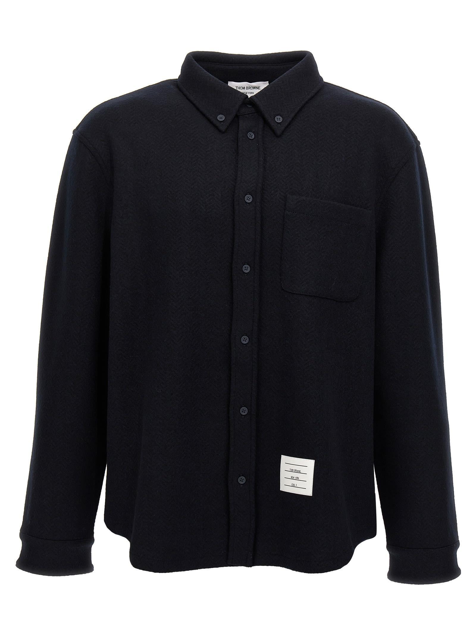 Herringbone Shirt In Navy Blue Product Image