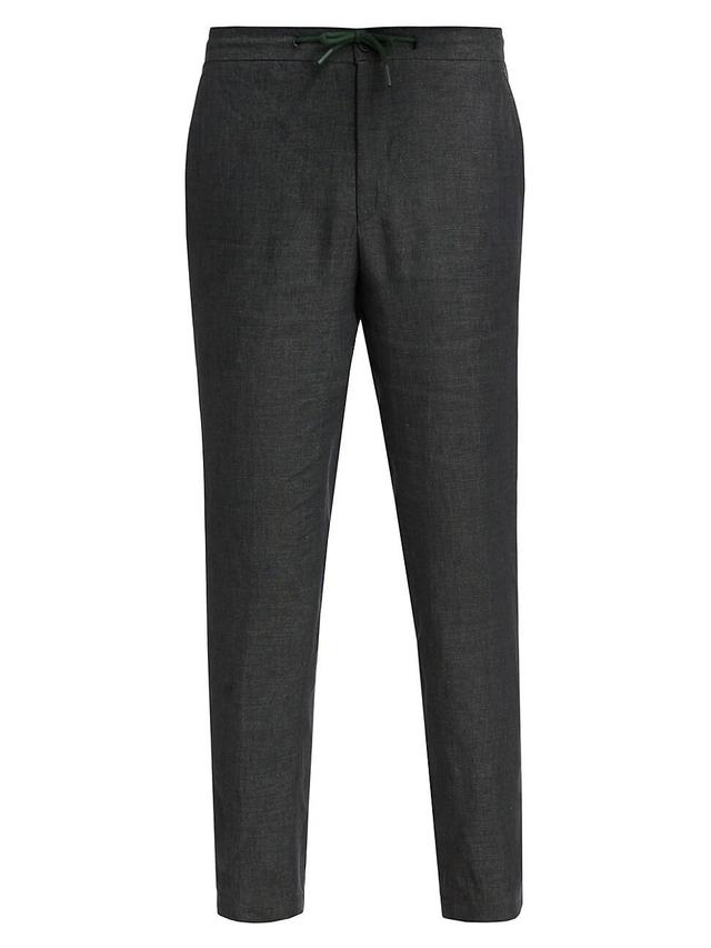 Mens Slim-Fit Drawcord Cropped Linen Pants Product Image