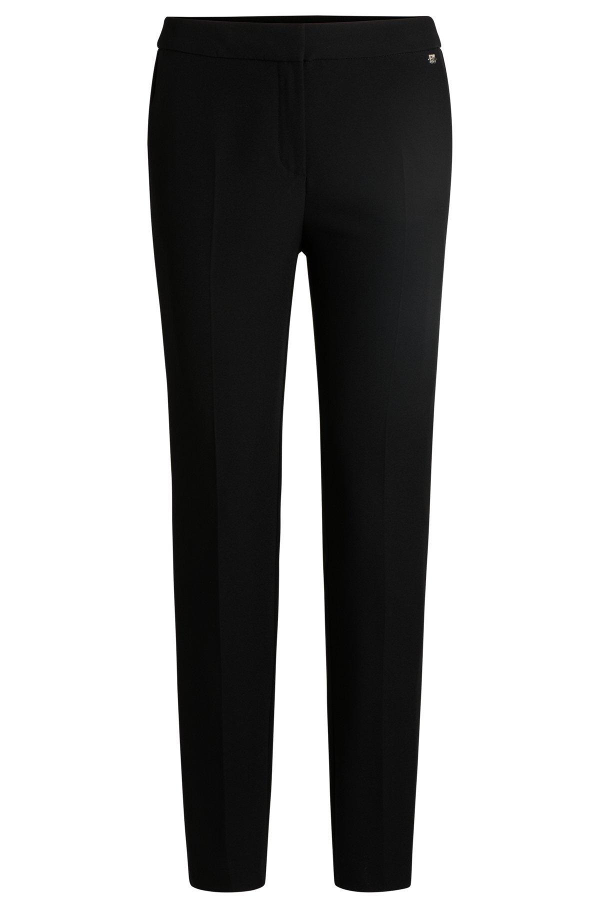 Slim-fit trousers in stretch fabric with logo rivet product image