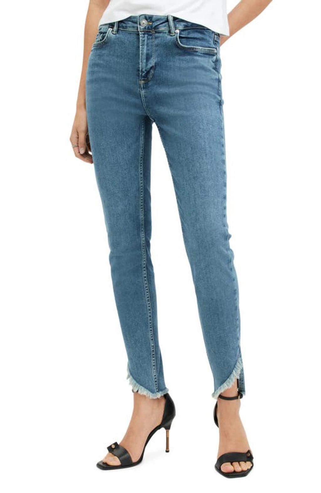 Dax Asymmetric Hem Denim Jeans In Hunter Blue Product Image