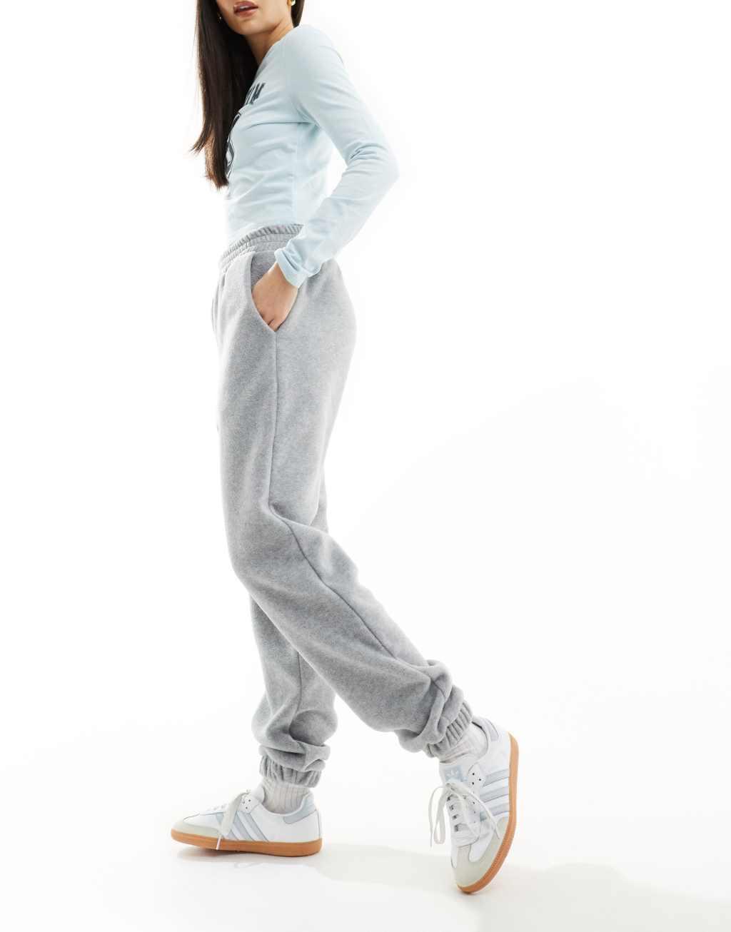 ASOS DESIGN fleece sweatpants in gray Product Image