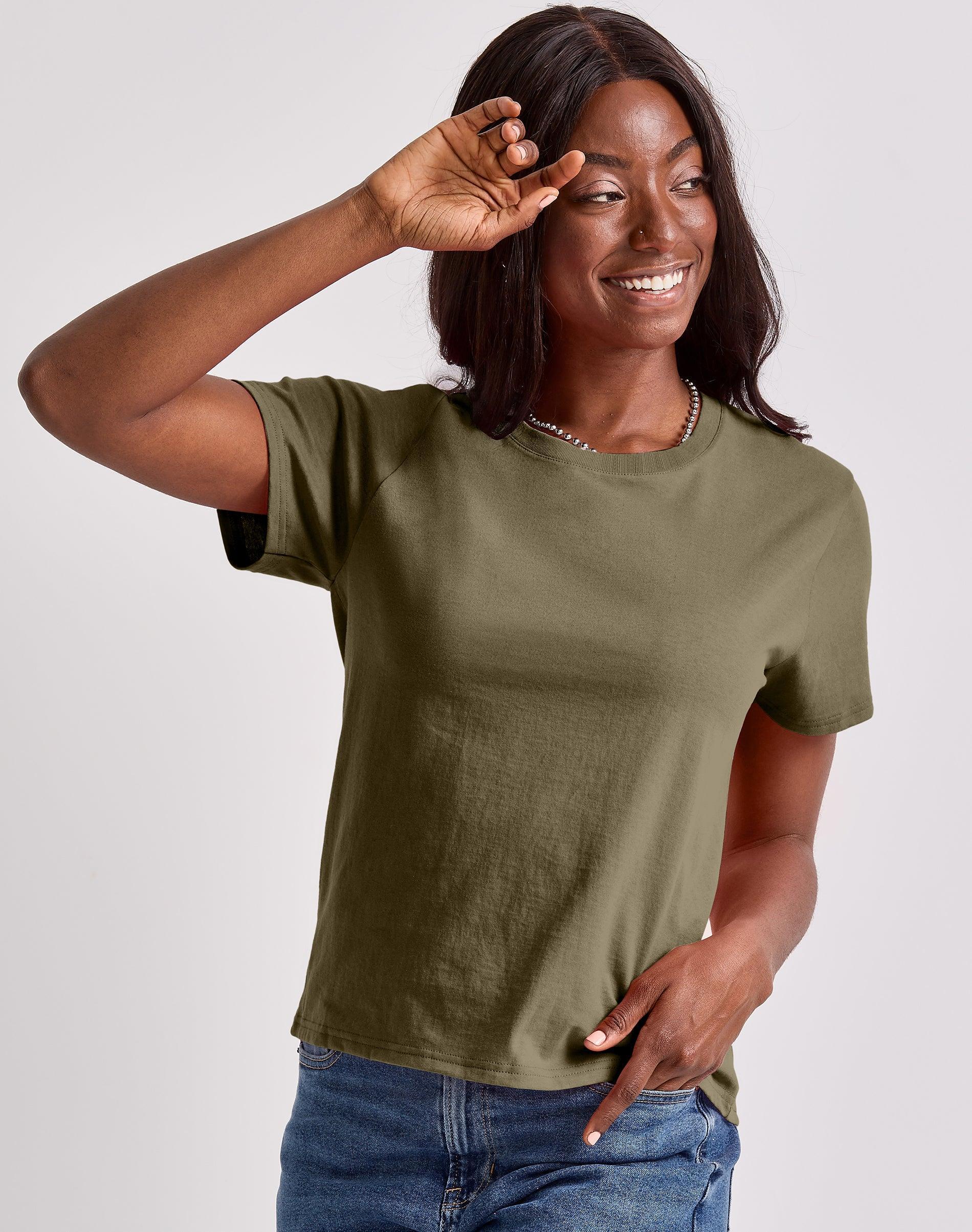 Hanes Essentials Womens Cotton T-Shirt, Classic Fit Natural XS Product Image