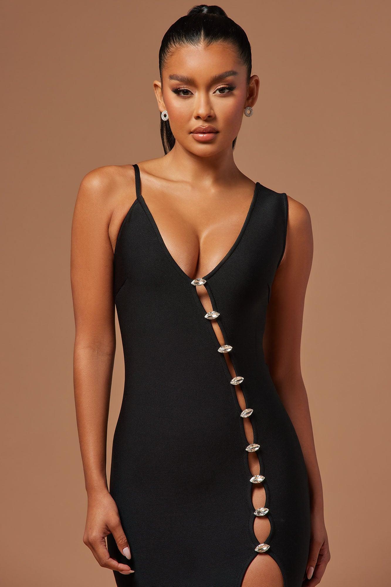 Elsa Bandage Midi Dress - Black Product Image