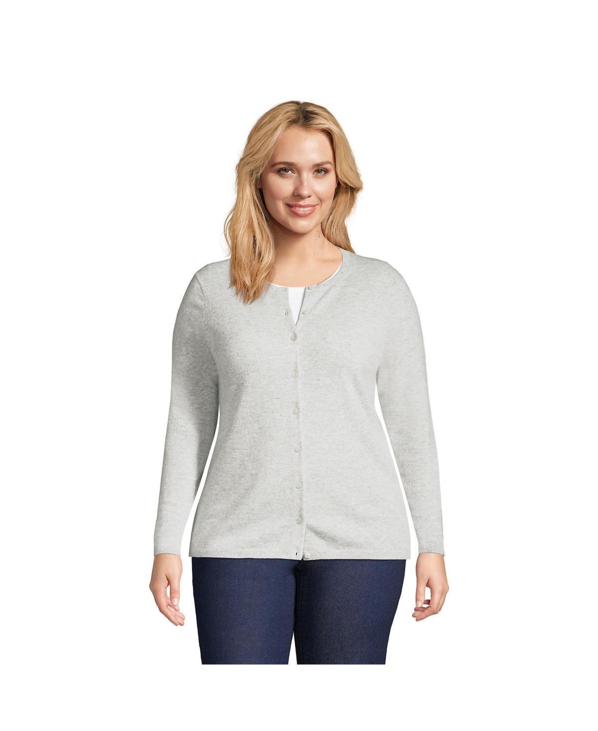 Plus Size Lands End Classic Cashmere Cardigan Sweater, Womens Deep Blue Product Image