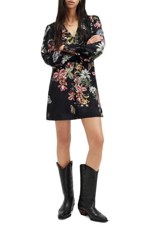 AllSaints Auden Sanibel Floral & Floral Jacquard Long Sleeve Dress Product Image