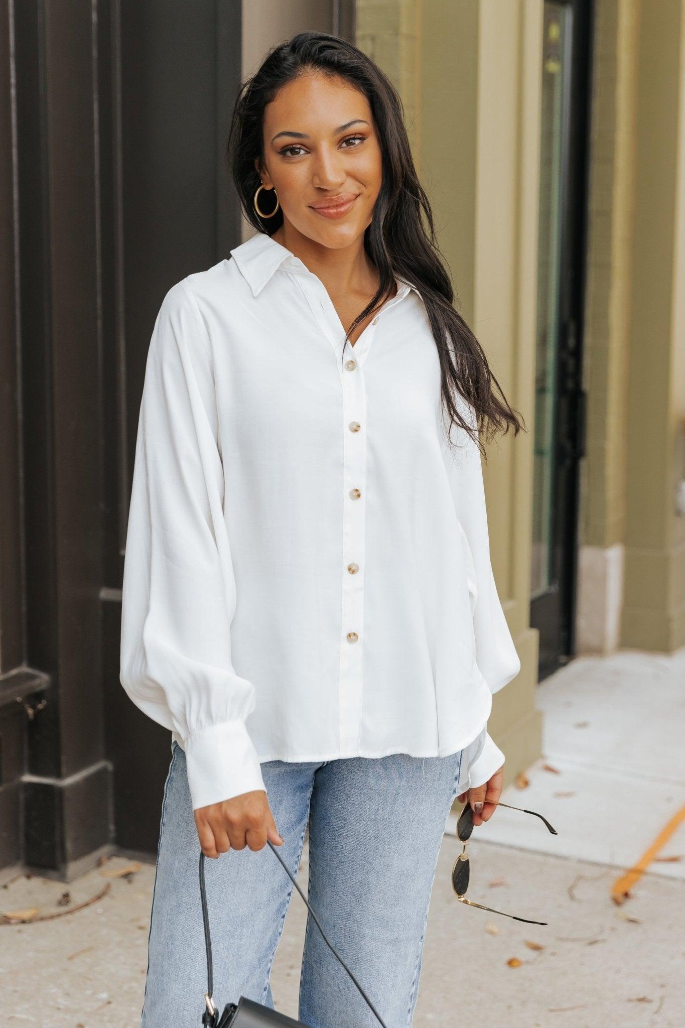 Muse By Magnolia Ivory Button Down Shirt - FINAL SALE Product Image