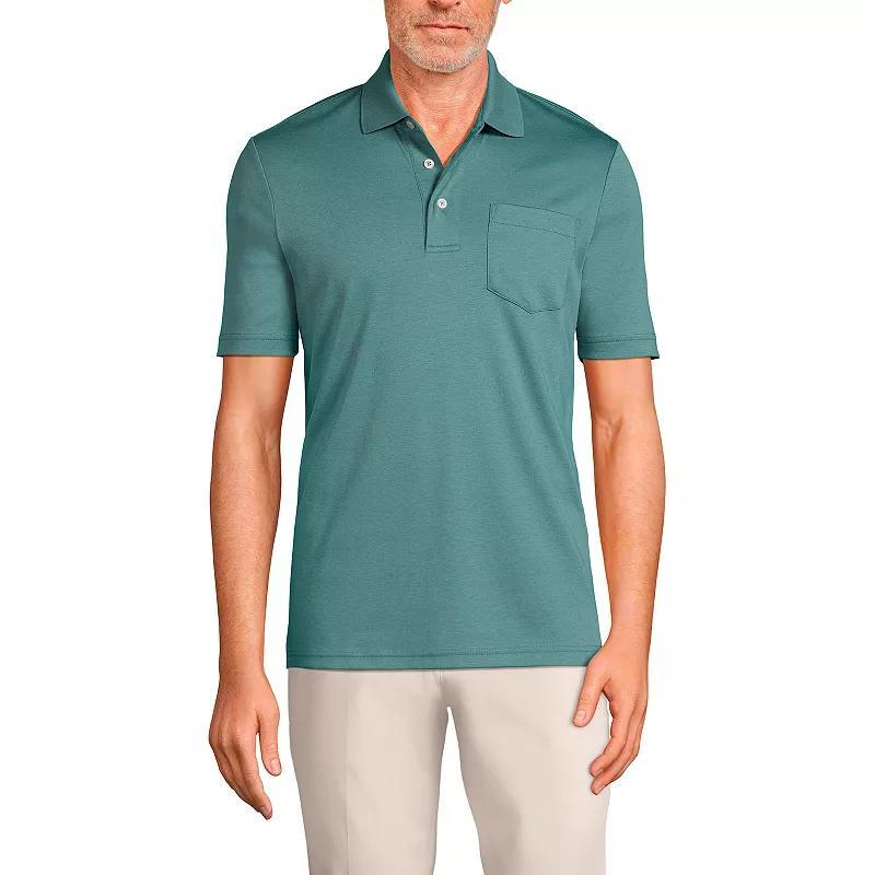 Mens Lands End Super Soft Supima Pocket Polo Green Product Image