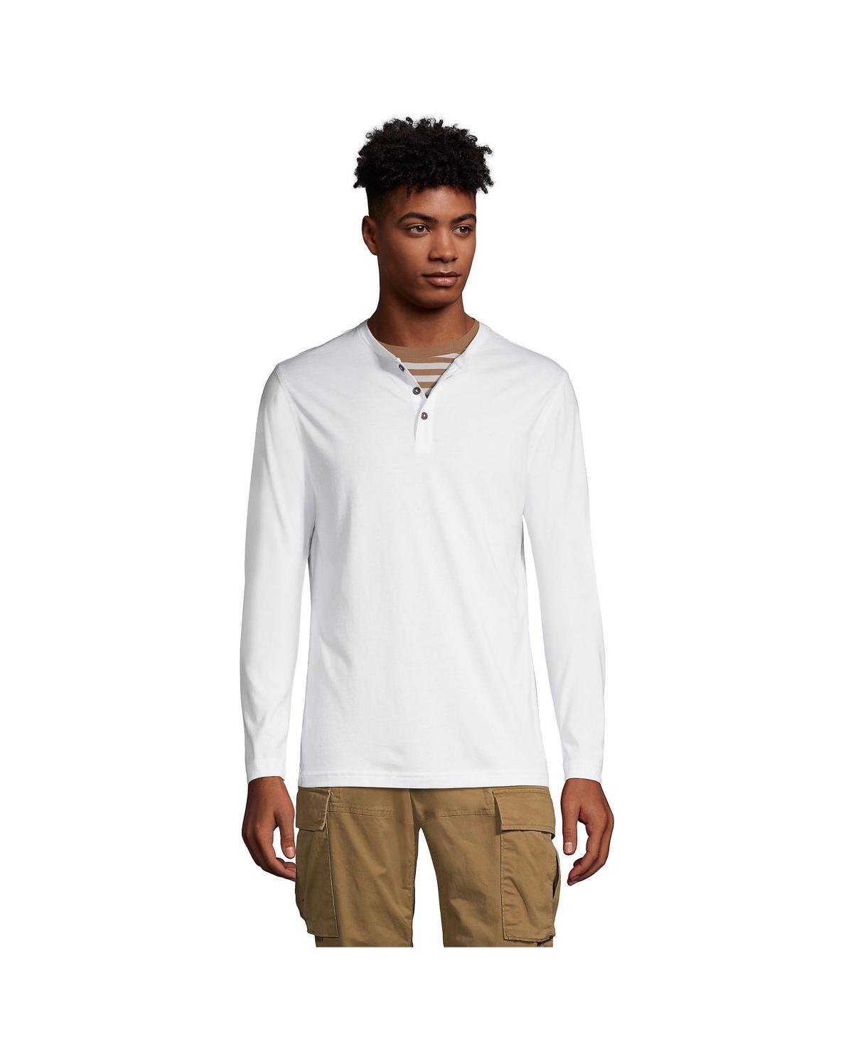 Lands End Mens Supima Jersey Long Sleeve Henley T-Shirt Product Image