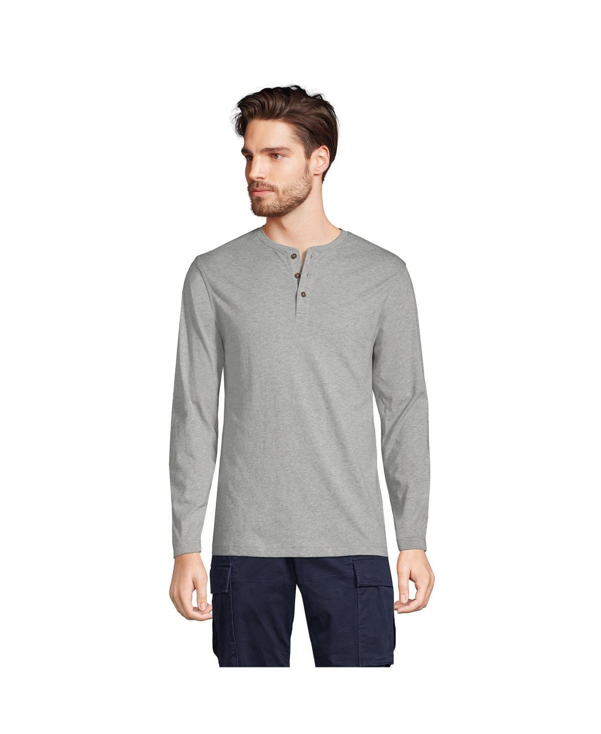 Lands End Mens Supima Jersey Long Sleeve Henley T-Shirt Product Image