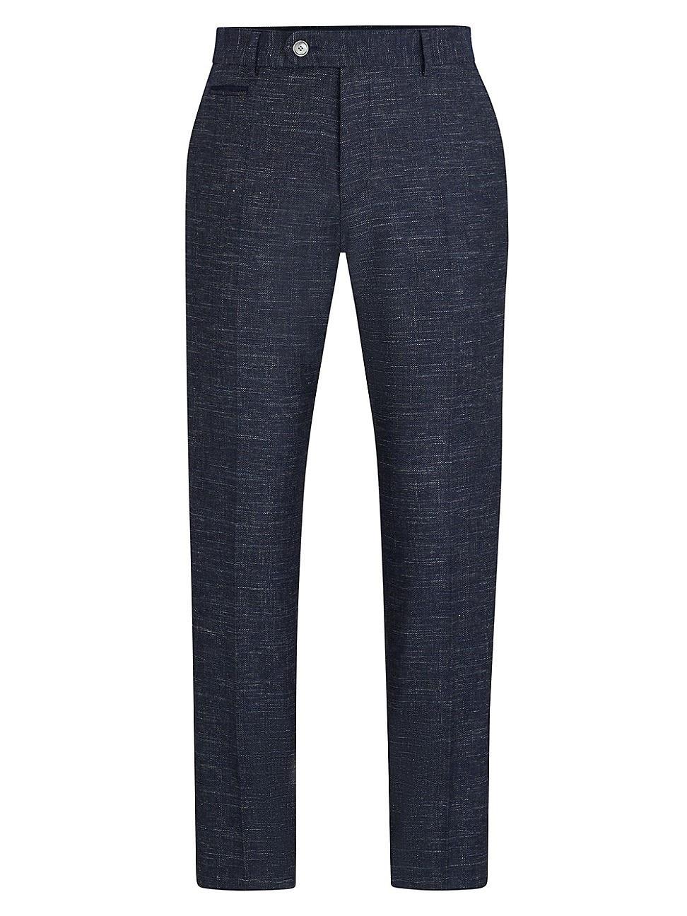 Mens Slim Fit Trousers in a Patterned Wool Blend Product Image