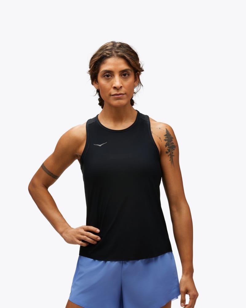 HOKA Womens Airolite Run Tank Top in Run Print, Size XL Product Image