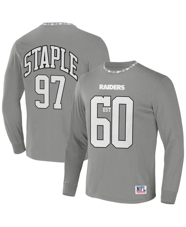 Mens Nfl X Staple Gray Las Vegas Raiders Core Long Sleeve Jersey Style T-shirt Product Image