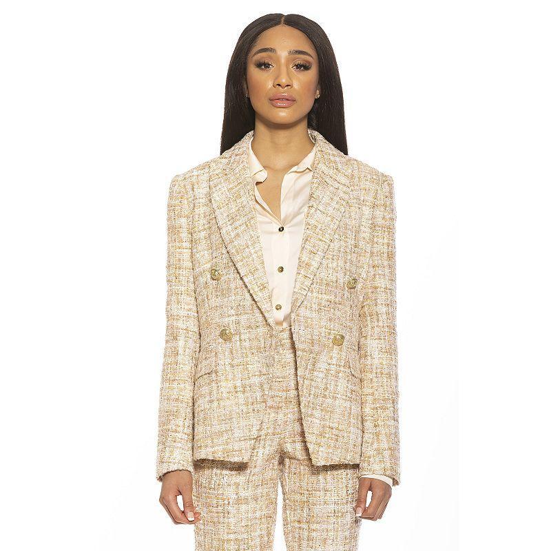 Womens ALEXIA ADMOR Classic Double-Breasted Tweed Blazer Product Image