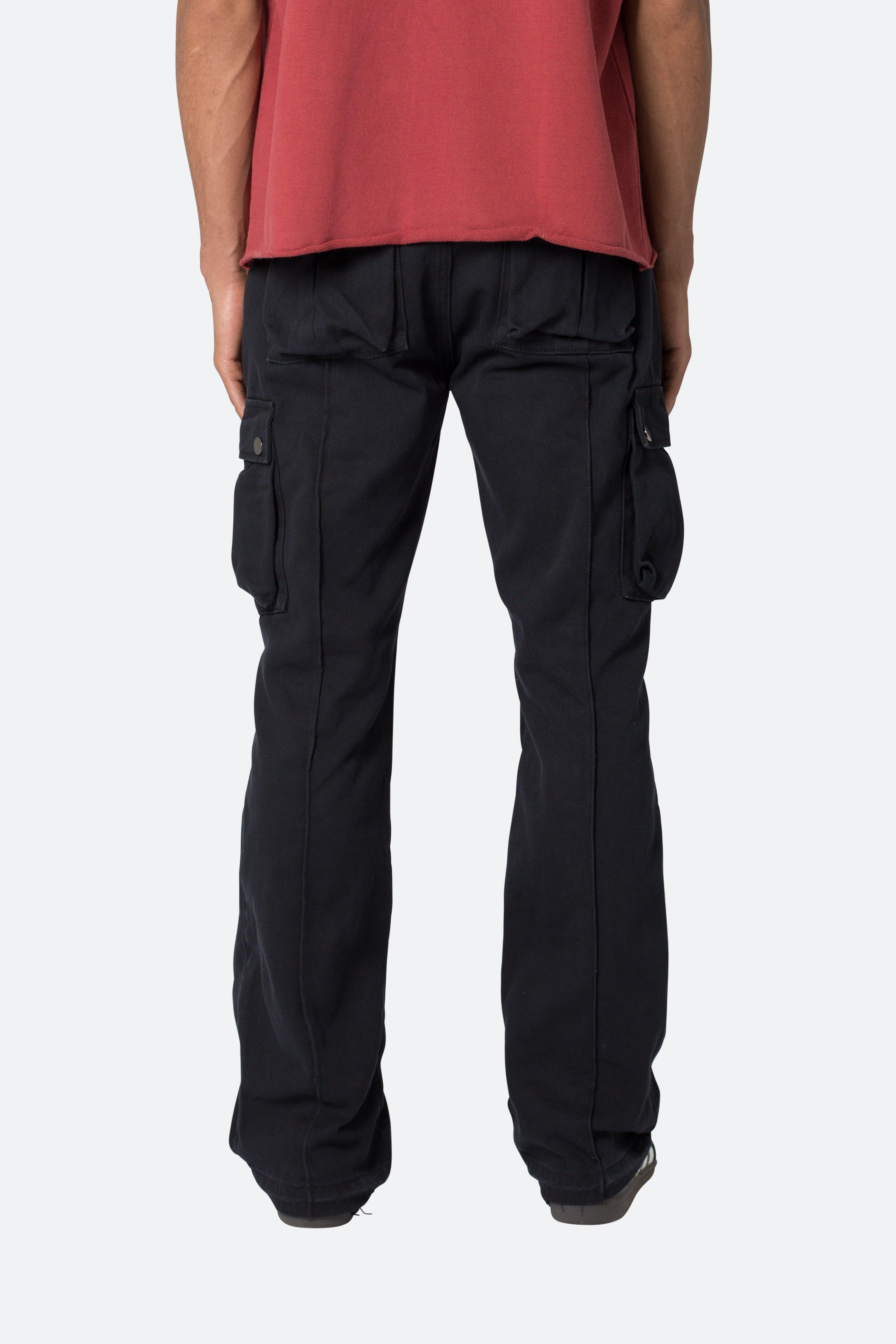 Front Zip Flare Cargo Pants - Black Product Image