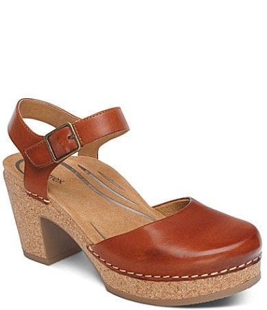 Aetrex Finley Leather Platform Heel Clogs Product Image