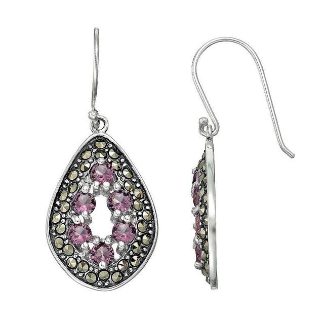 Tori HillSterling Silver Cubic Zirconia & Marcasite Teardrop Earrings, Womens, Multicolor Product Image