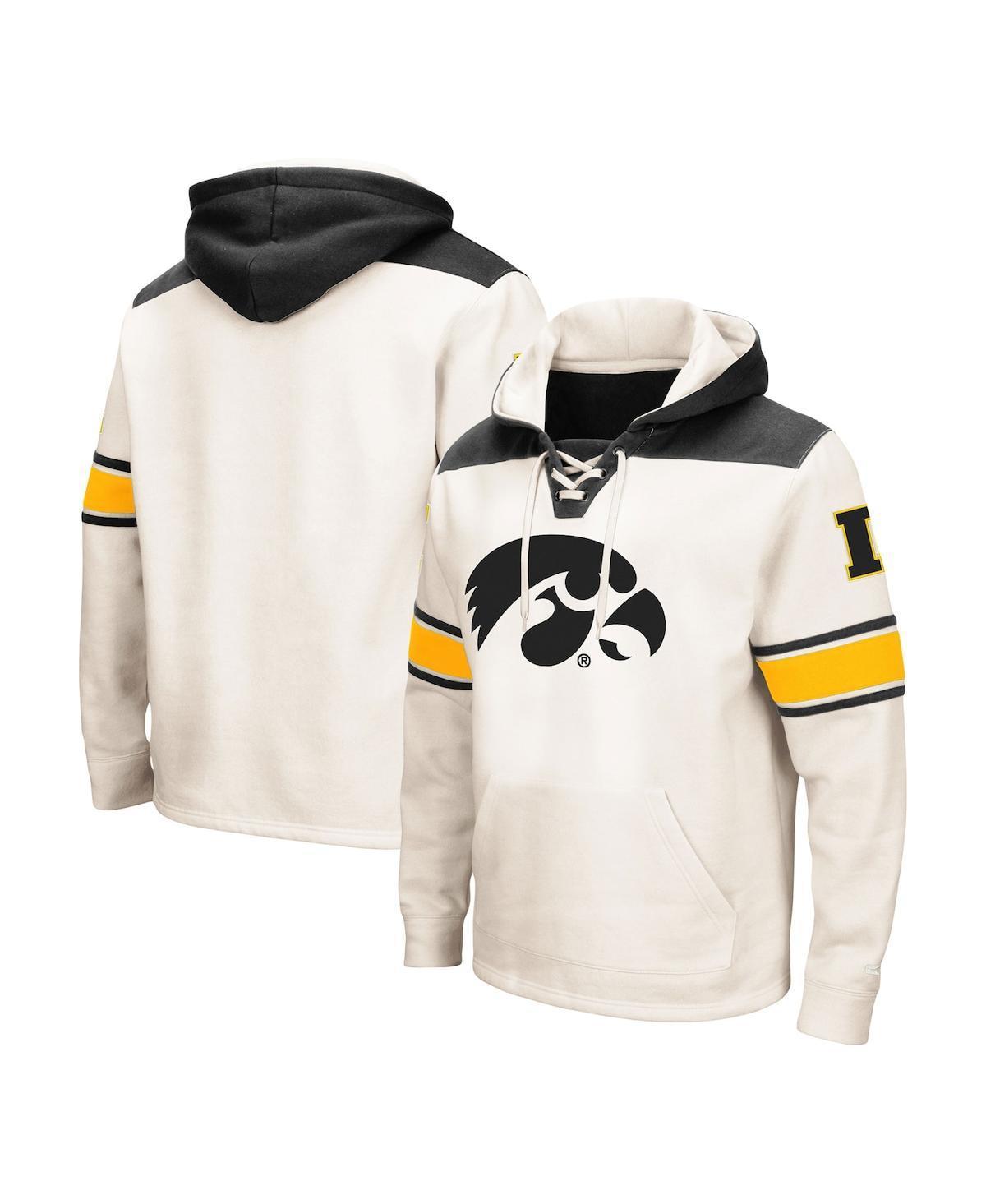 Mens Colosseum Cream Iowa Hawkeyes Big & Tall Hockey Lace-Up Pullover Hoodie Product Image