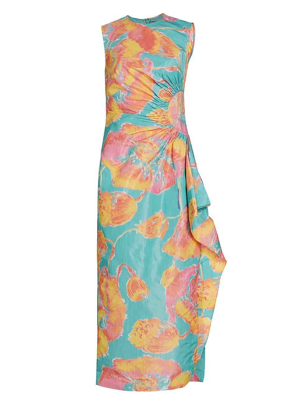 Womens Julia Printed Draped Midi-Dress Product Image