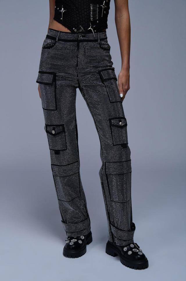 AMMO BONNE SOIREE RHINESTONE CARGO PANTS IN BLACK Product Image