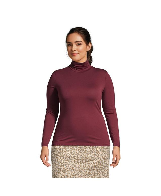 Plus Size Lands End Lightweight Fitted Long Sleeve Turtleneck, Womens Product Image