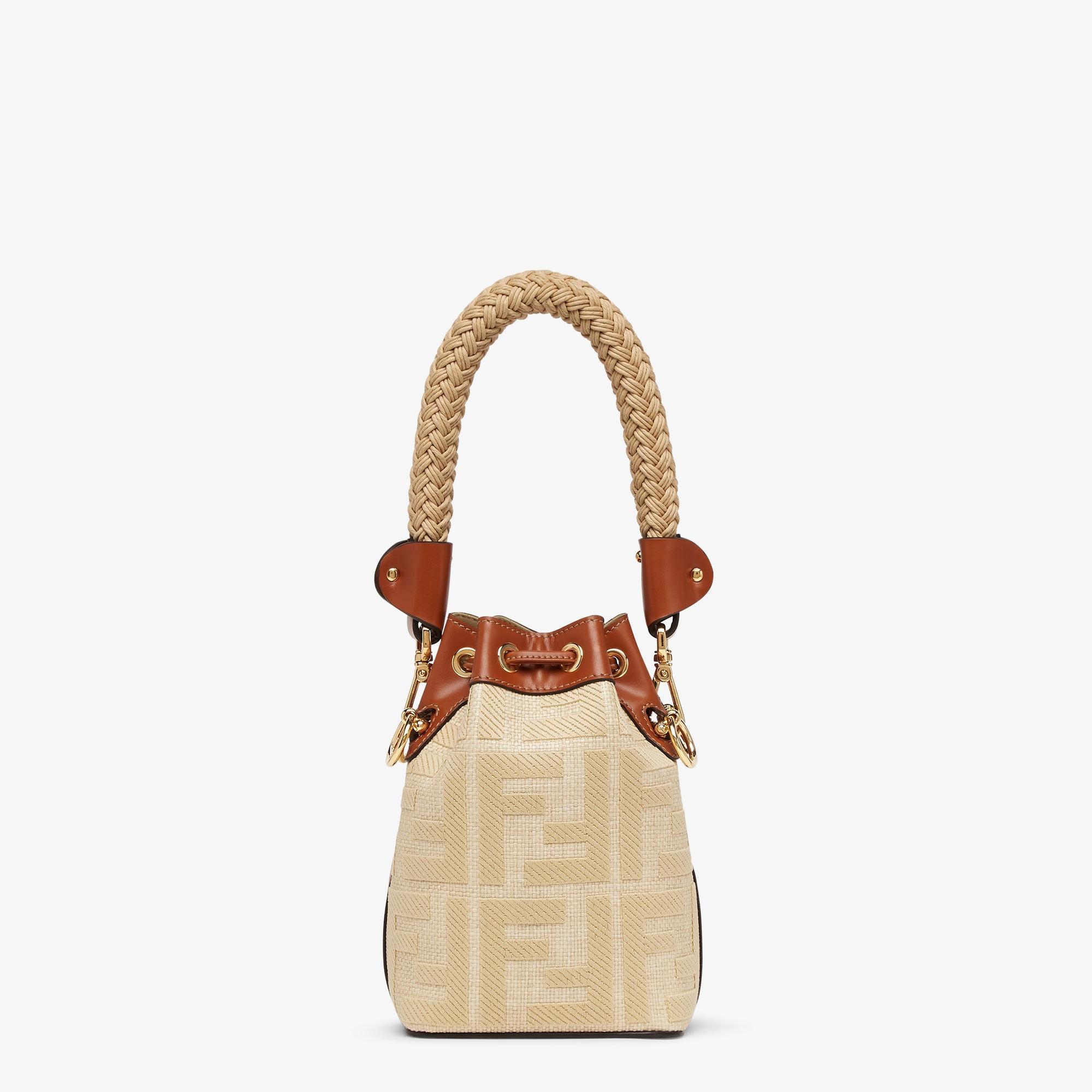 Mon TresorNatural straw mini-bag with FF embroidery Product Image