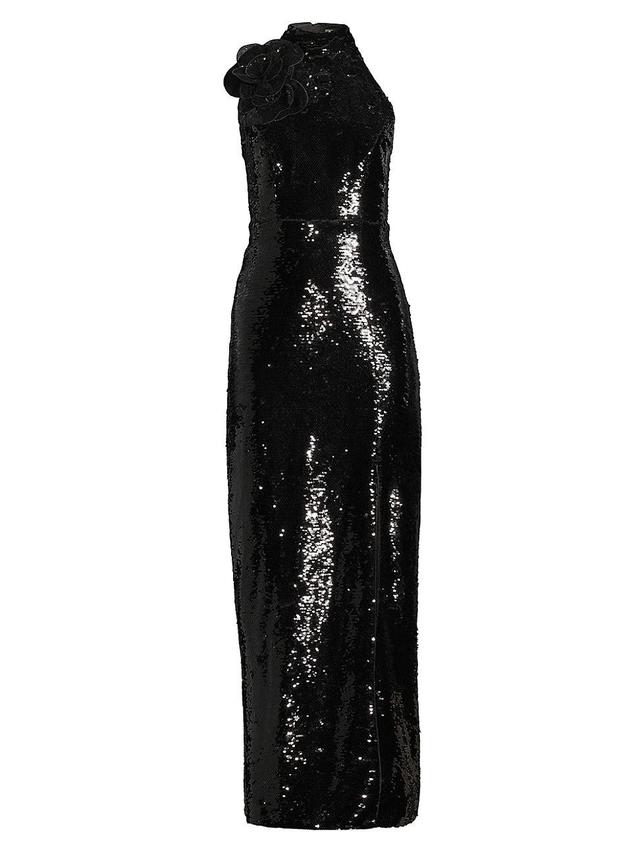 Womens Sabine Sequined Rosette Column Gown Product Image