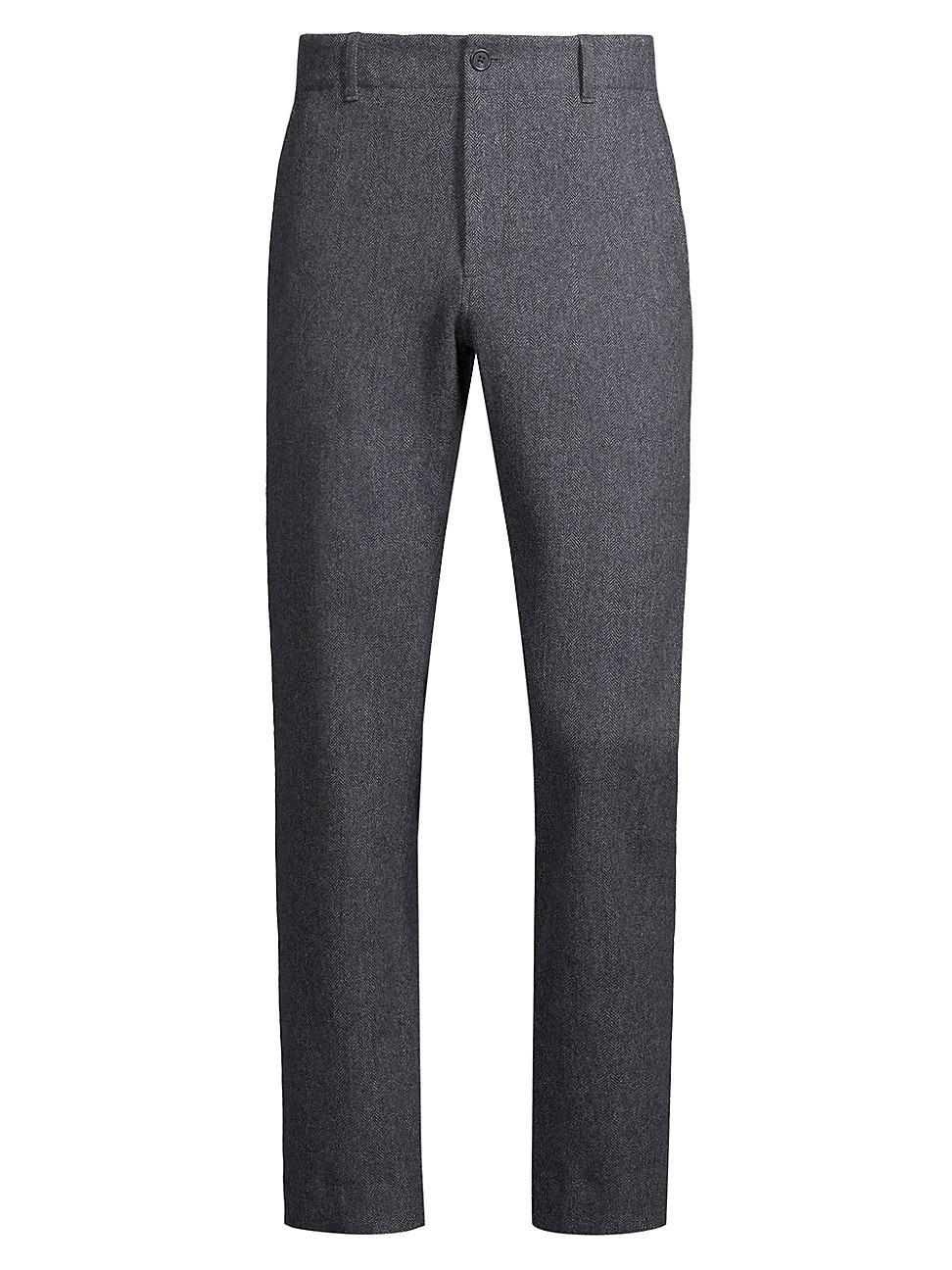 Mens Wool Flannel Herringbone Trousers Product Image