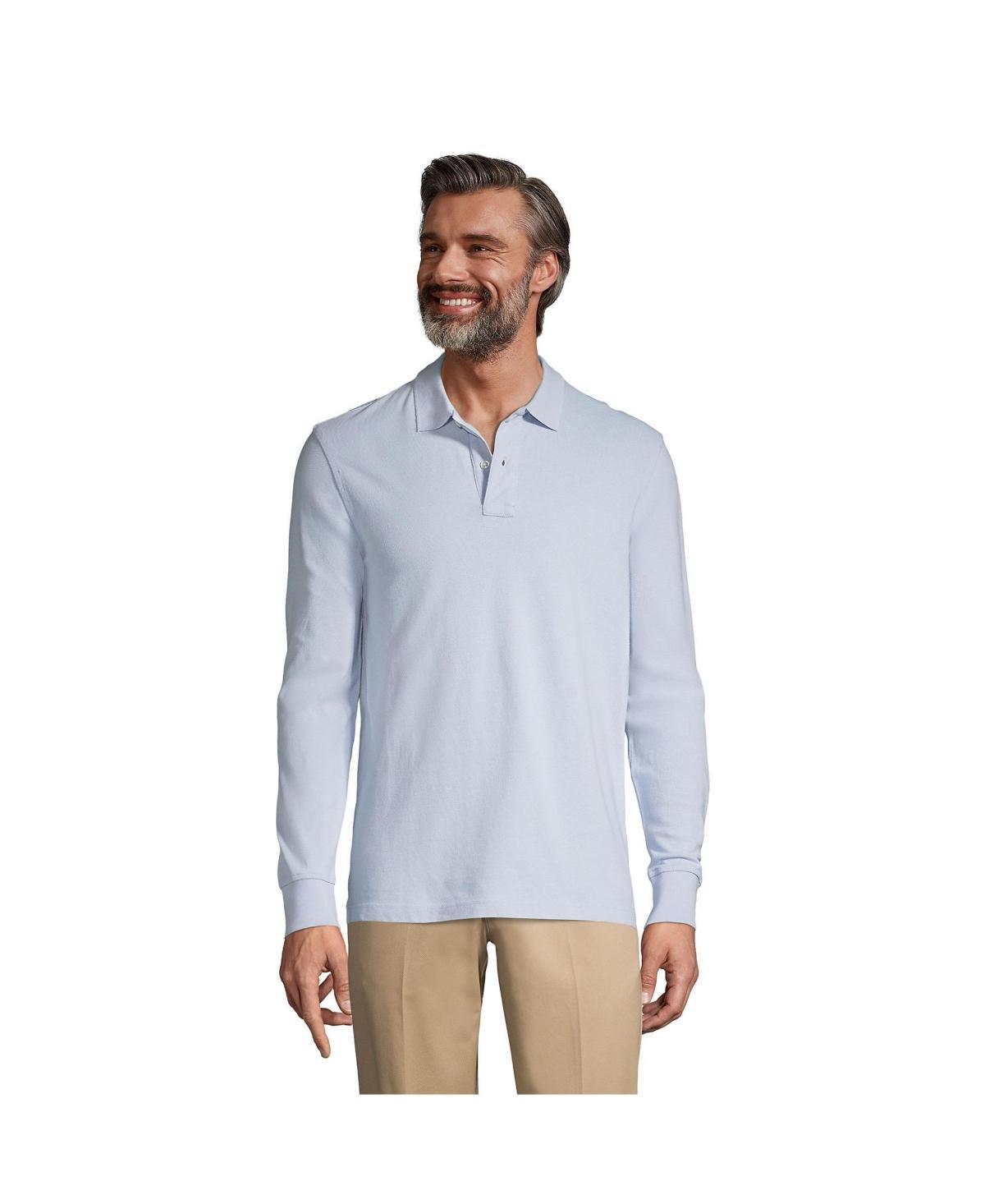 Mens Lands End Long Sleeve Mesh Polo Shirt Product Image