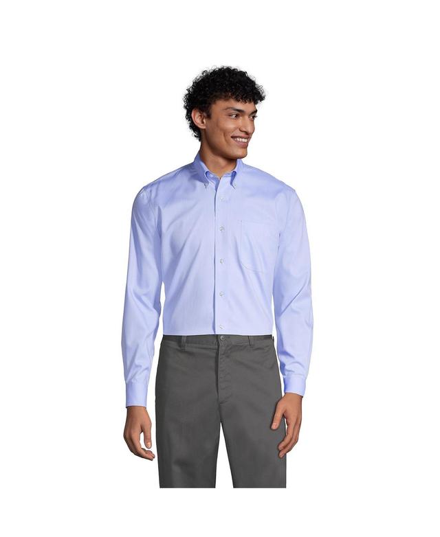 Lands End Mens Long Sleeve No Iron Pinpoint Dress Shirt Product Image