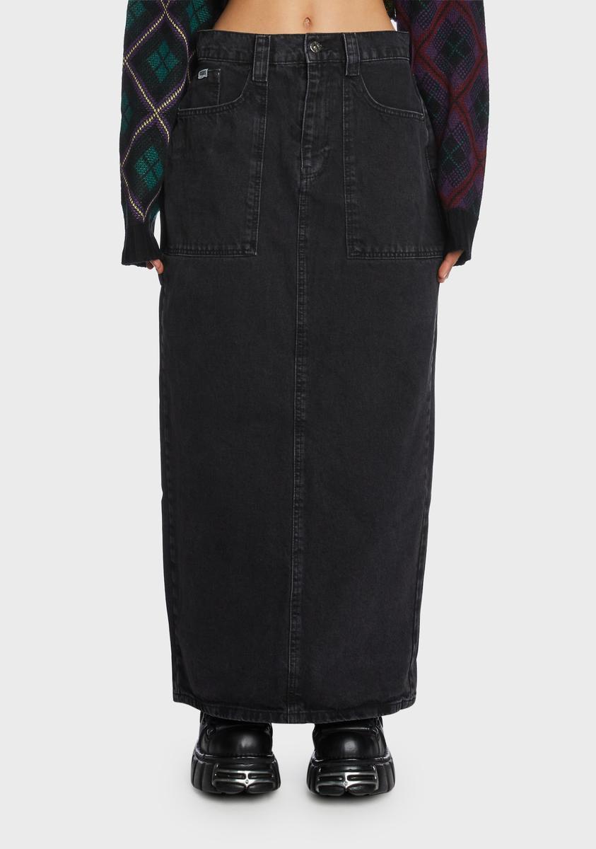 The Ragged Priest Denim Carpenter Maxi Skirt - Charcoal product image