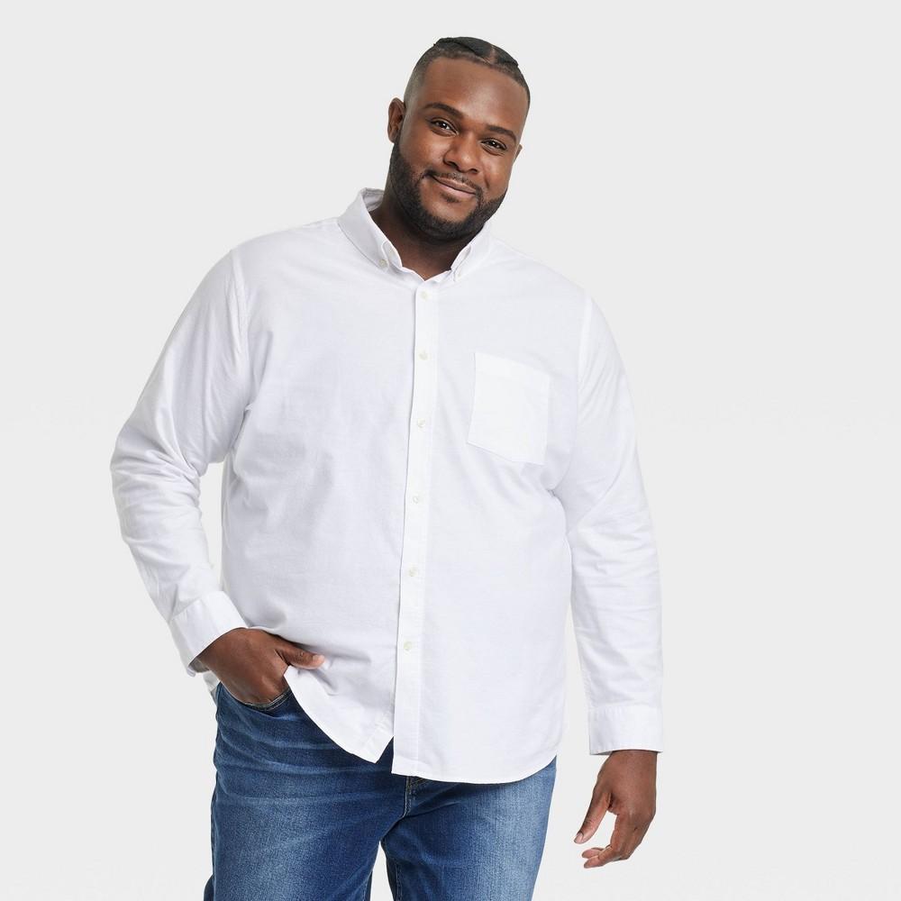 Mens Big & Tall Every Wear Long Sleeve Collared Button-Down Shirt - Goodfellow & Co White 5XLT Product Image