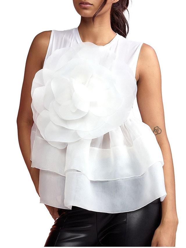 Womens Flower Tiered Organza Top Product Image