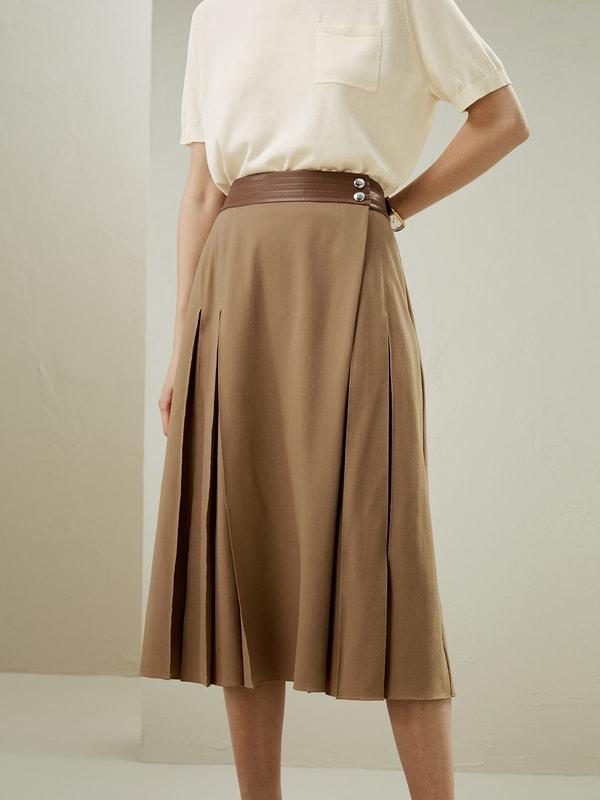 Merino Wool Wrap Midi Skirt Product Image