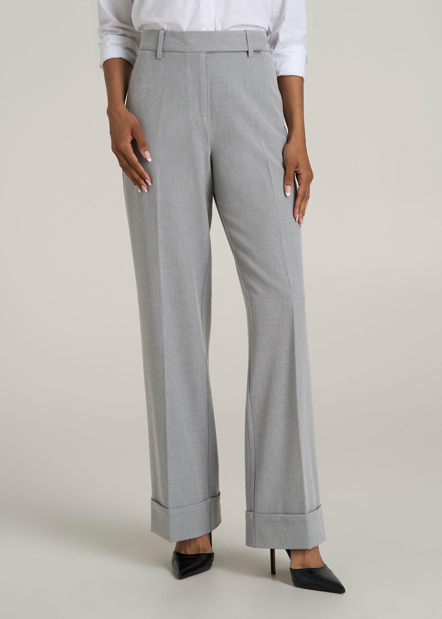 Wide Leg Cuffed Pants for Tall Women in Medium Grey Mix Female Product Image