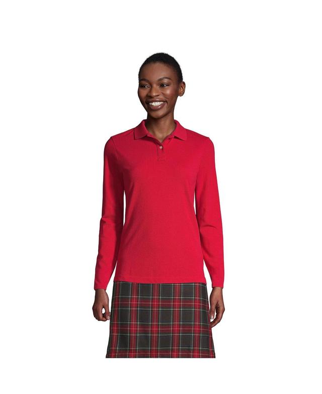 Women's Long Sleeve Feminine Fit Mesh Polo Shirt - Lands' End Product Image