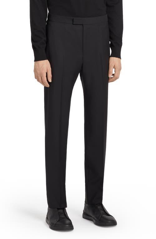 ZEGNA Mens Flat Front Wool & Mohair Tuxedo Trousers Product Image