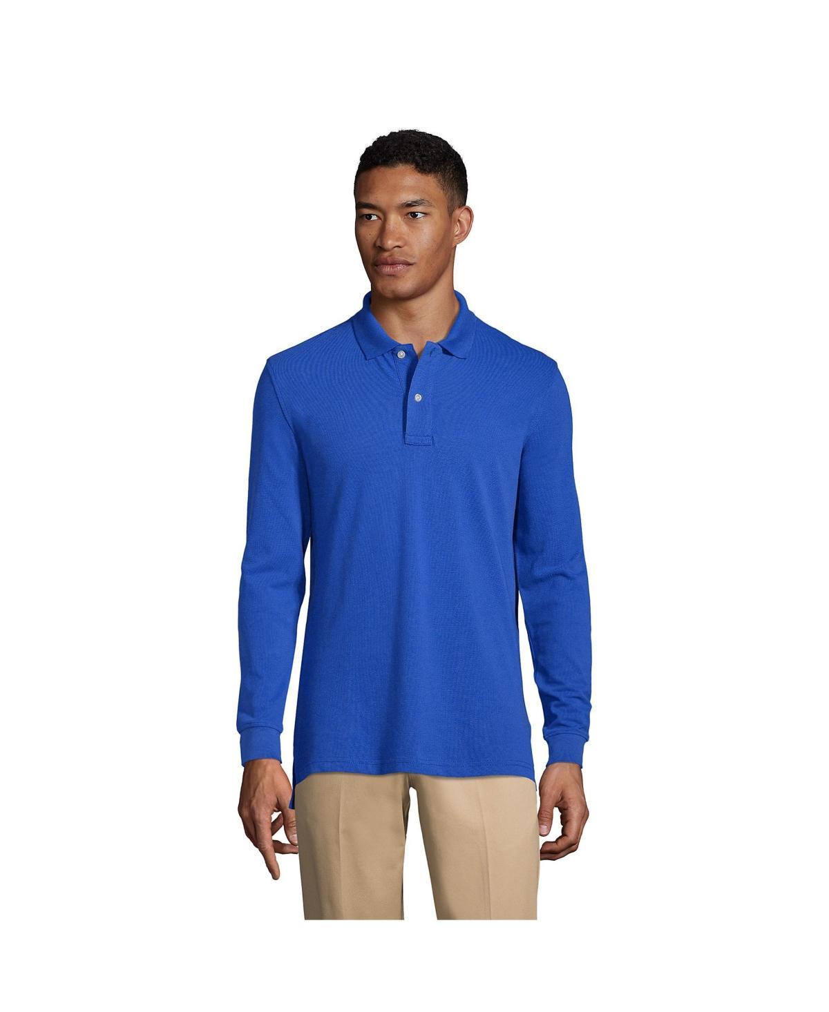 Mens Lands End Long Sleeve Mesh Polo Shirt Product Image