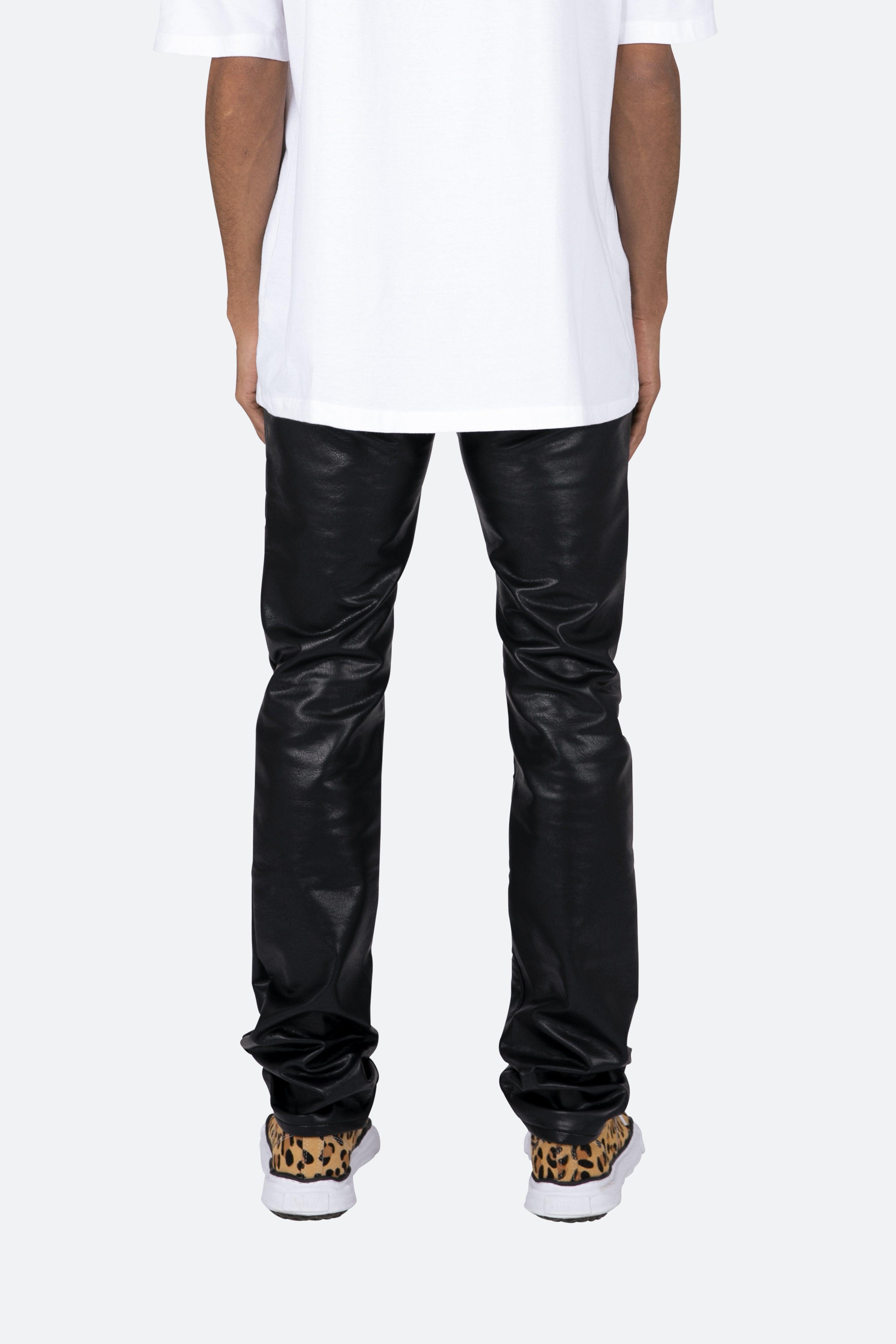 D481 Leather Straight Pants - Black Male Product Image