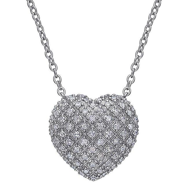 Stella Grace Sterling Silver 1 Carat T.W. Diamond Heart Necklace, Womens Product Image