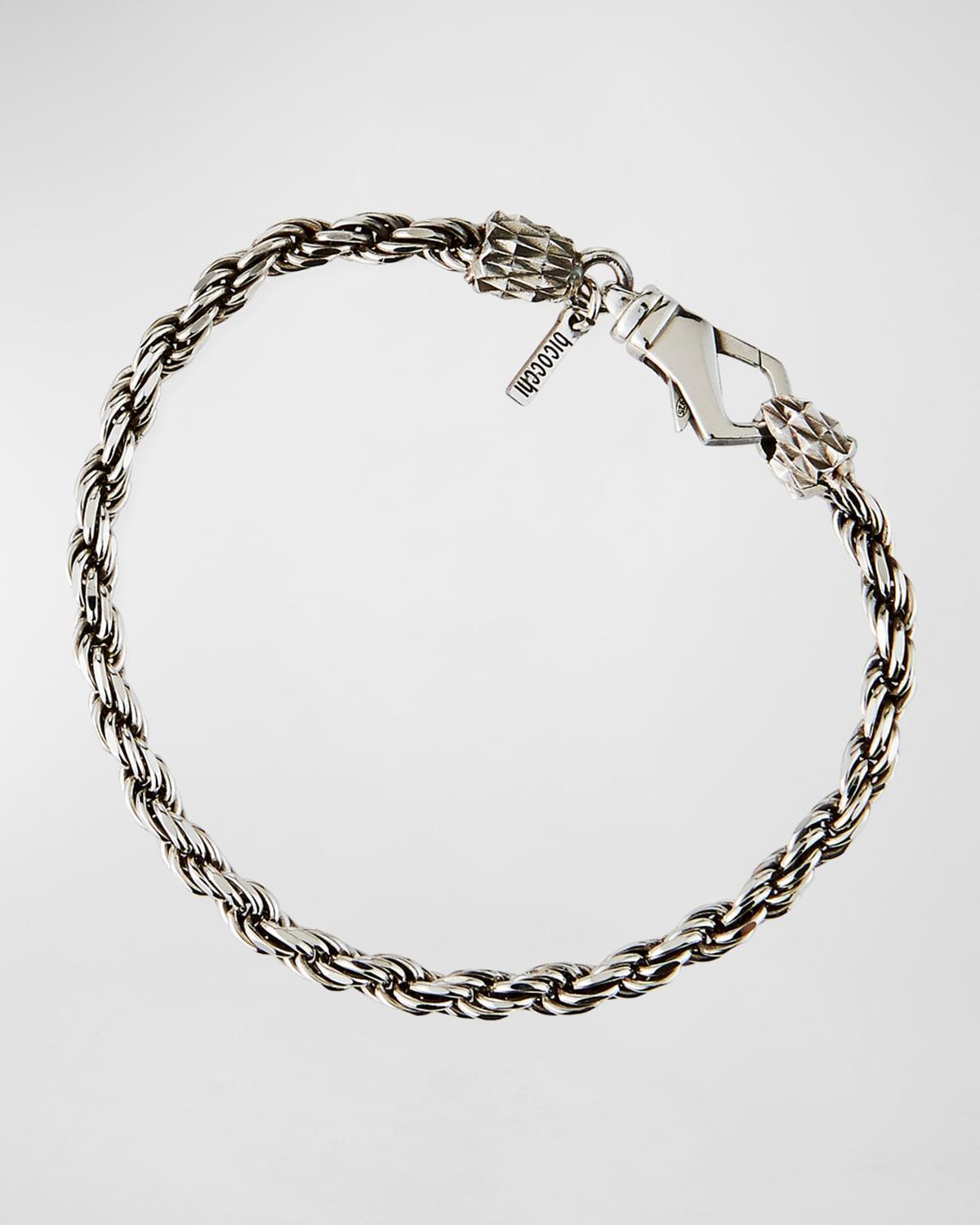 Mens Thin French Rope Chain Bracelet, Silver Product Image