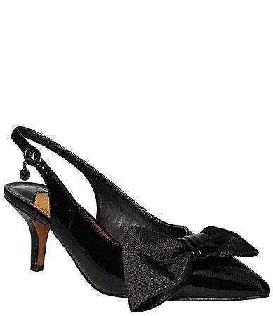 J. Renee Devika Patent Slingback Bow Pumps Product Image