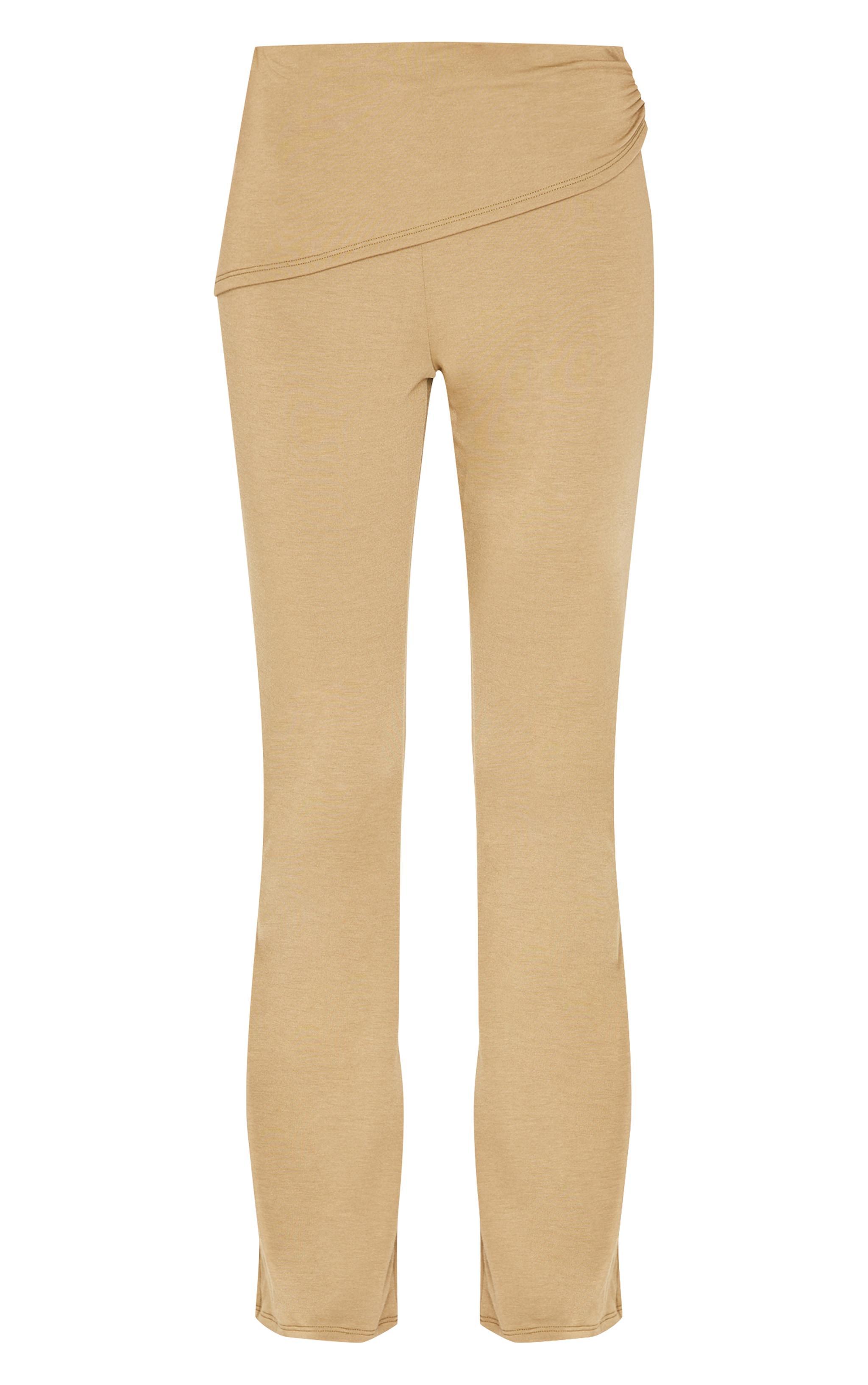 Olive Jersey Ruched Wrap Skinny Flare Pant Product Image