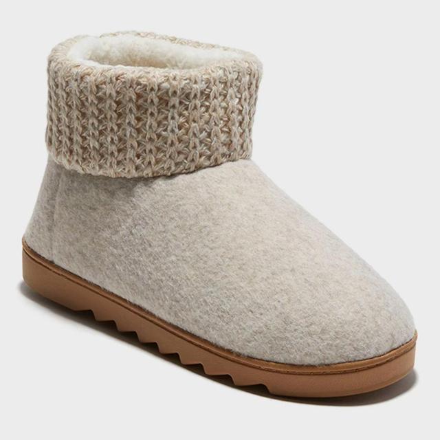 dluxe by dearfoams Womens Bella Felted Bootie with Knit Cuff Slippers - Taupe L Product Image