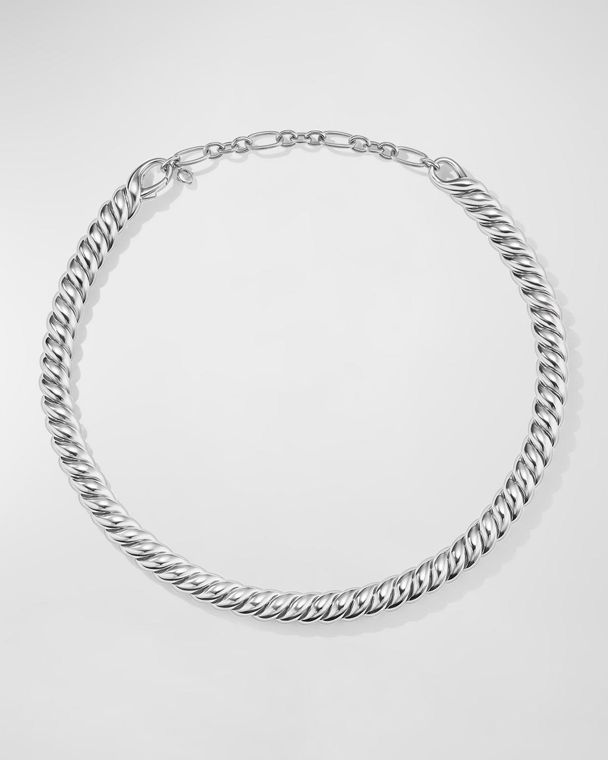 Womens Sculpted Cable Necklace in Sterling Silver, 8.5MM Product Image