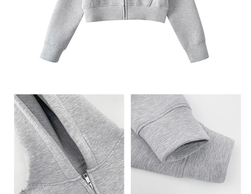 Cropped Full-Zip Hooded Pullover Jacket Product Image